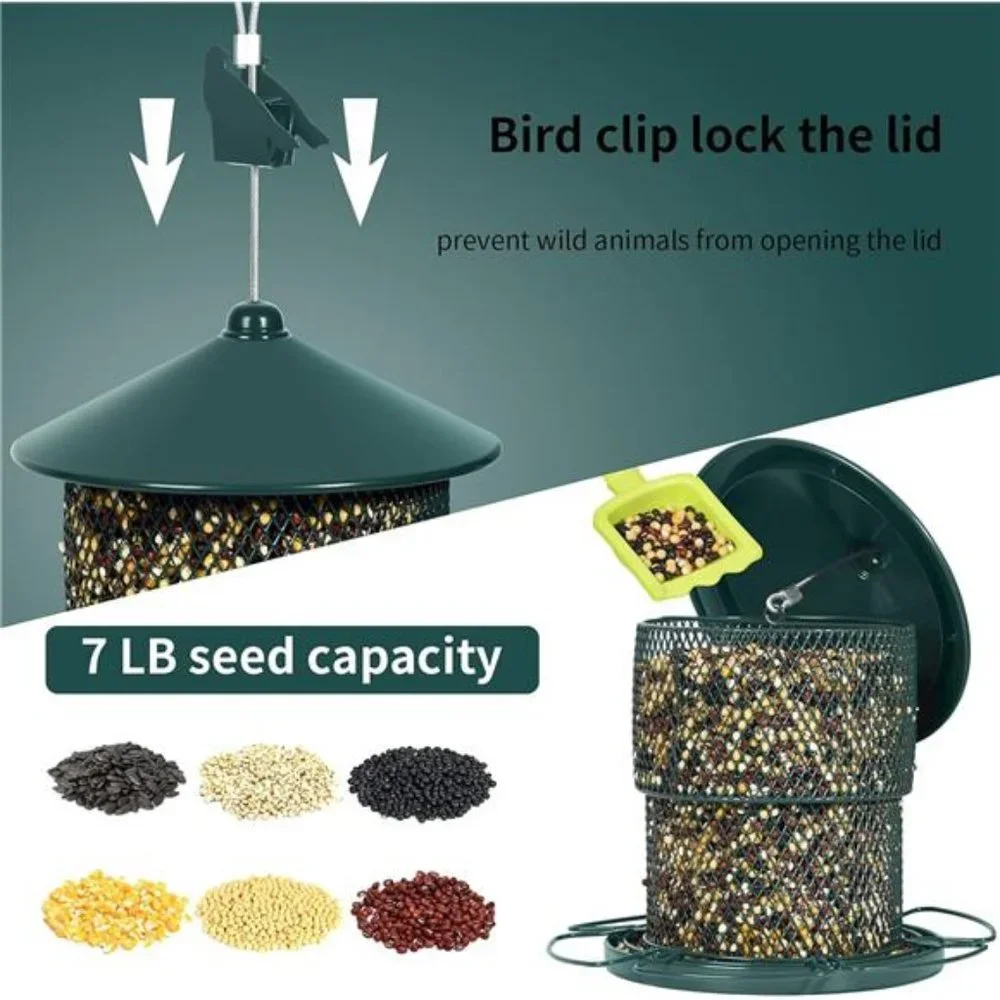 Wild Bird Feeders Outside Hanging for Wild Birds, Large Metal Bird Feeders
